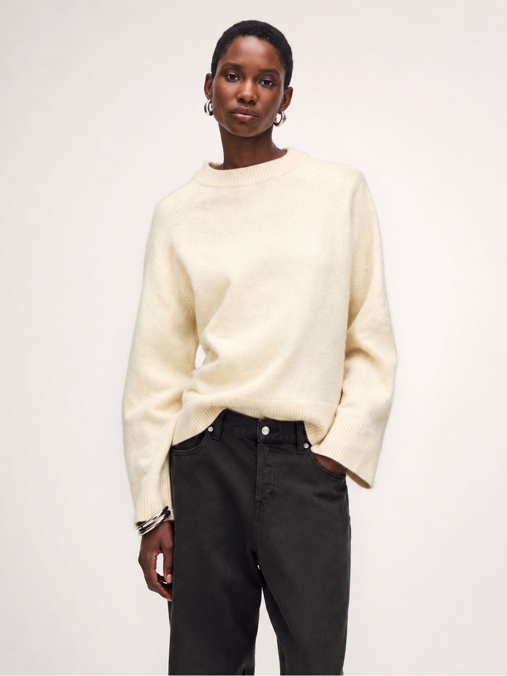 H&M Oversized Cable Knit Sweater XL Soft Cozy Cream Pullover